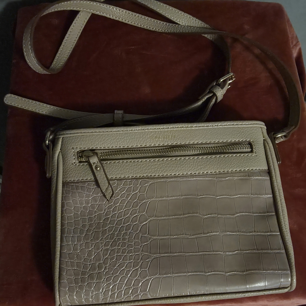 Anne Klein Beige Crocodile-Pattern Crossbody Bag - image 4